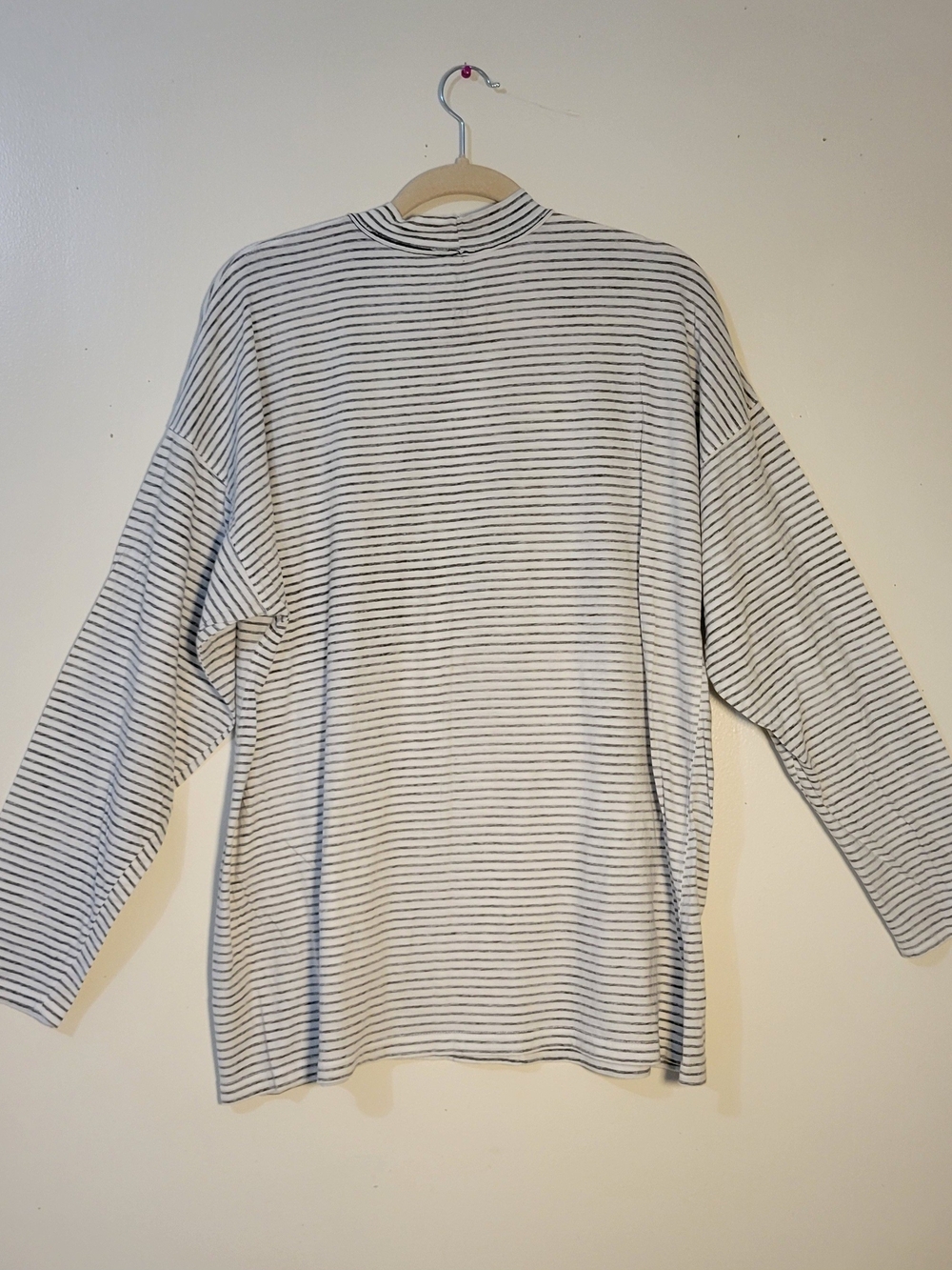 We the free (Women's M) "Inside Out" Cotton Striped Mock Neck 3/4 Sleeve Shirt - Picture 2 of 12